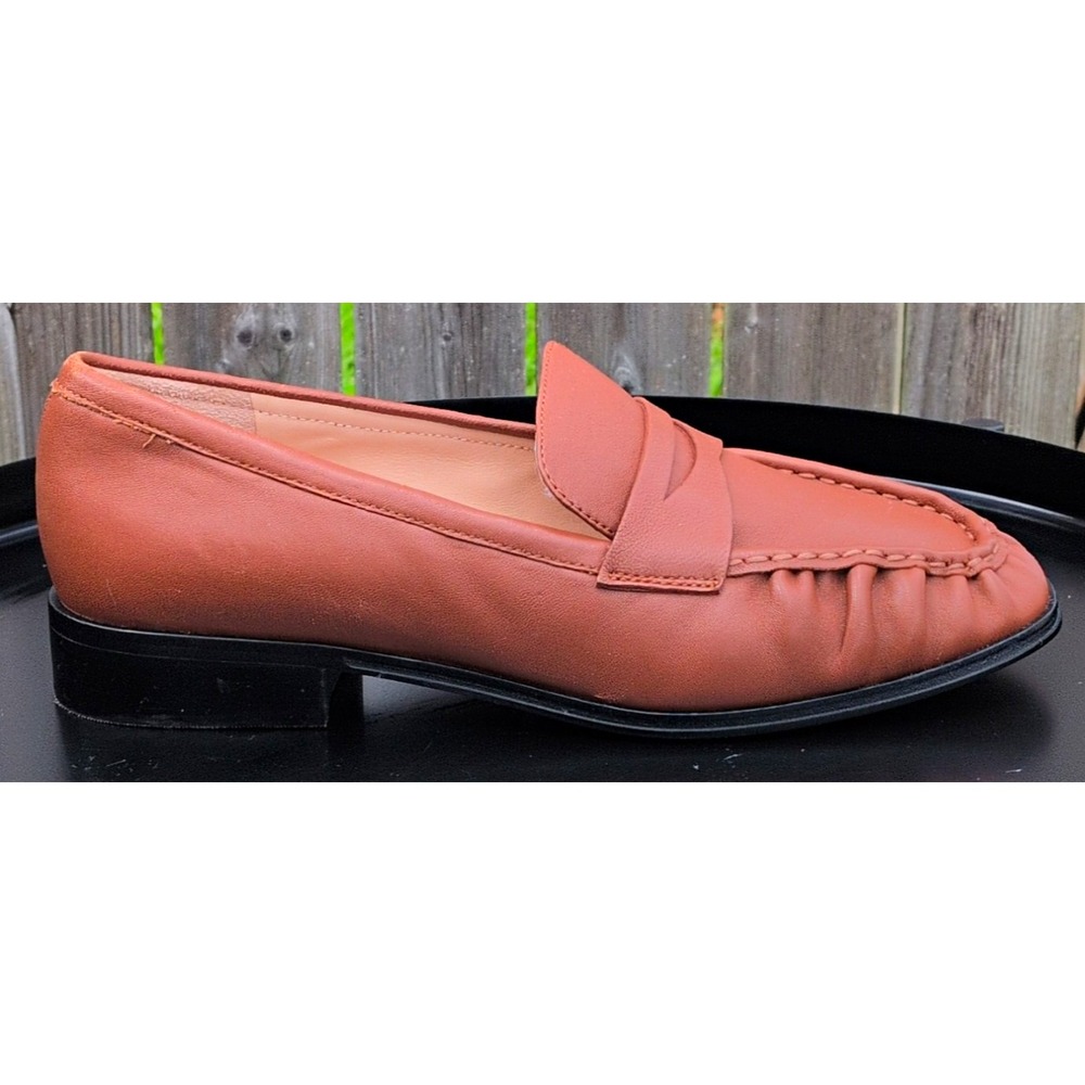 J. Crew Maison Ruched Penny Loafers Women's 9 Brown Leather Timeless Soft Chic